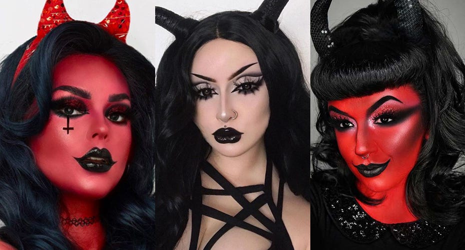 2023 Halloween Makeup - Devil Look with Black Contact Lenses