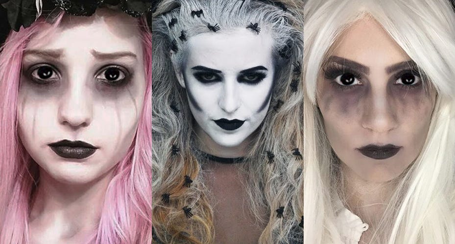 2023 Halloween Makeup - Shadow Ghost with Black Contact Lenses