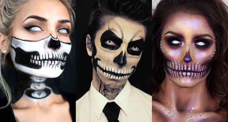 2023 Halloween - Skull Makeup with Safe White Contact Lenses