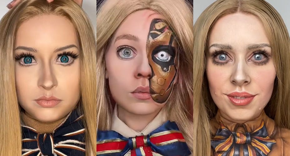 Megan Creepy Doll Halloween Makeup Tutorial 2023